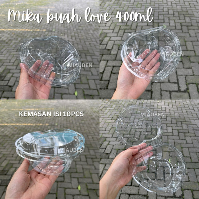 Mika buah salad 400ml isi 10pcs mika nasi bentuk love