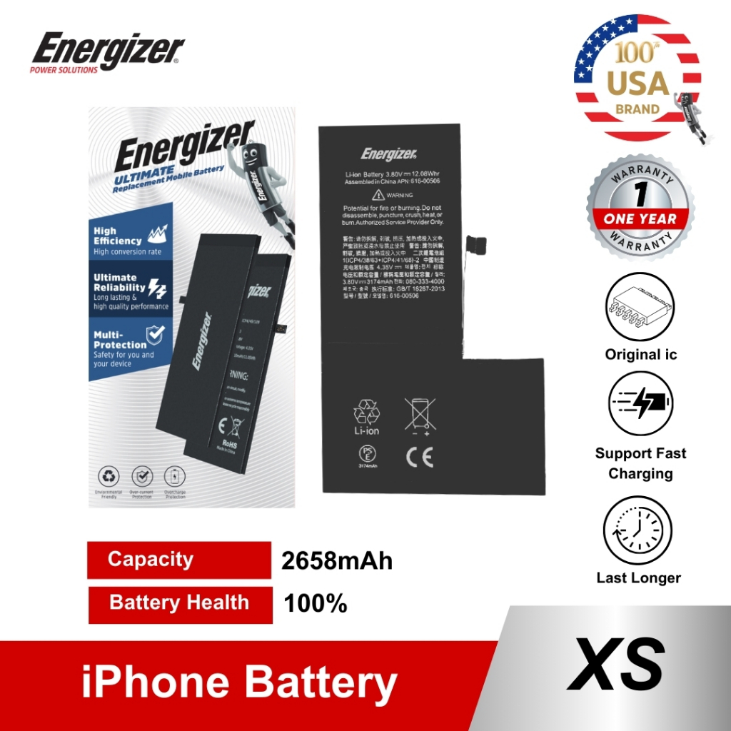 Energizer Battery Baterai Batre iPhone XS Original