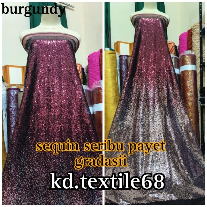Bahan Antik Antik Payet Sequin Seribu payet Gradasi / Bahan Gradasi dua warna Seribu payet.