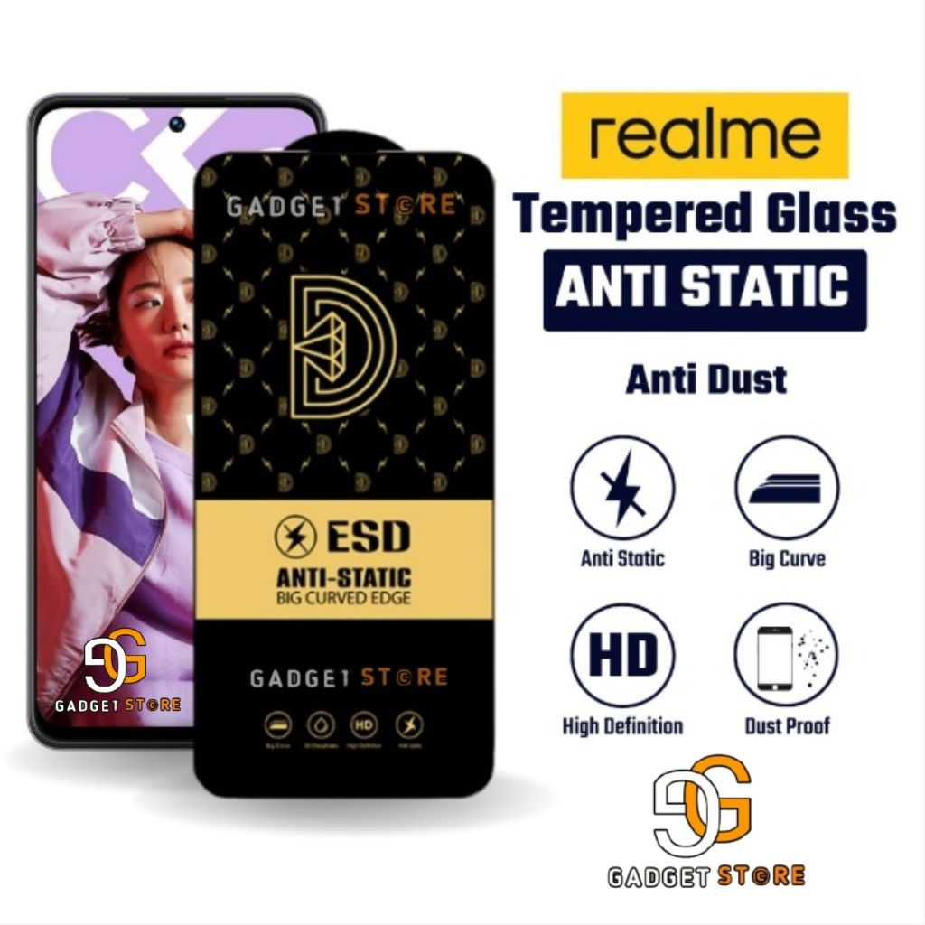 GDS ~ Tempered Glass HD Anti Static Realme 3 5 5i 5 pro 6 6 pro 7 7i Realme 8 tg anti gores hp