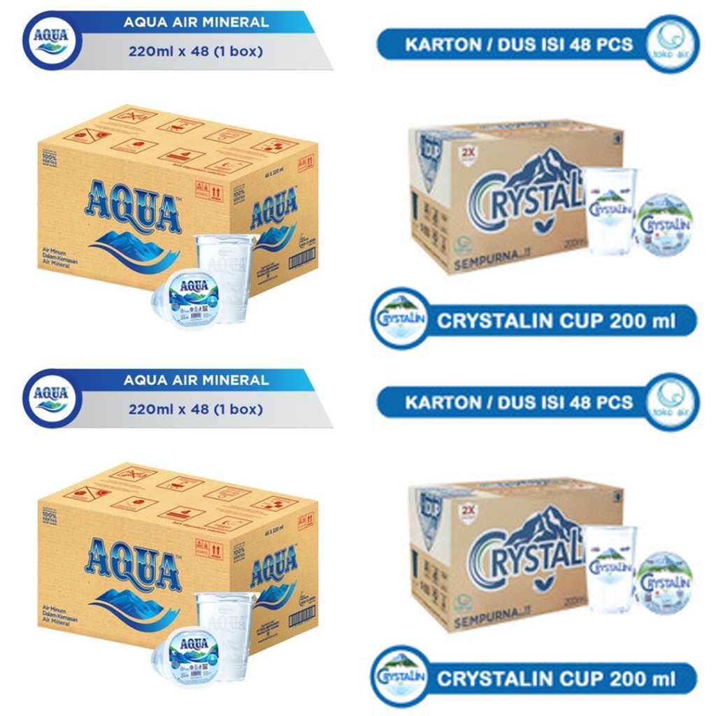 

x1 Karton CRYSTALIN 220mL gelas cup | AQUA 220mL gelas cup AMDK Air Mineral