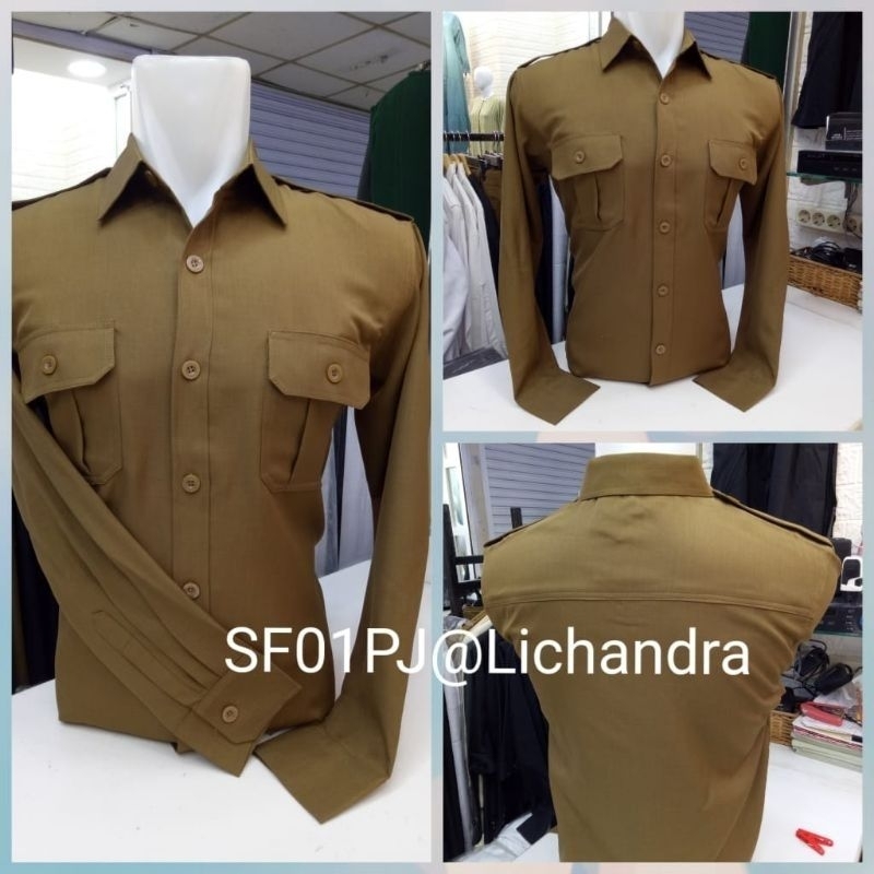 Seragam Lichandra Baju Dinas PDH Kheki Tua Pria,Seragam Safari PDH Kheki Tua Pria ,Seragam ASN,PNS,S