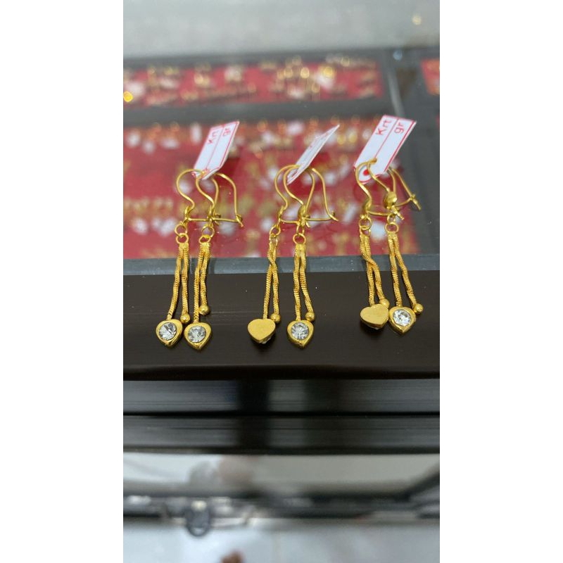 anting bahan kuningan lapis emas 22 karat