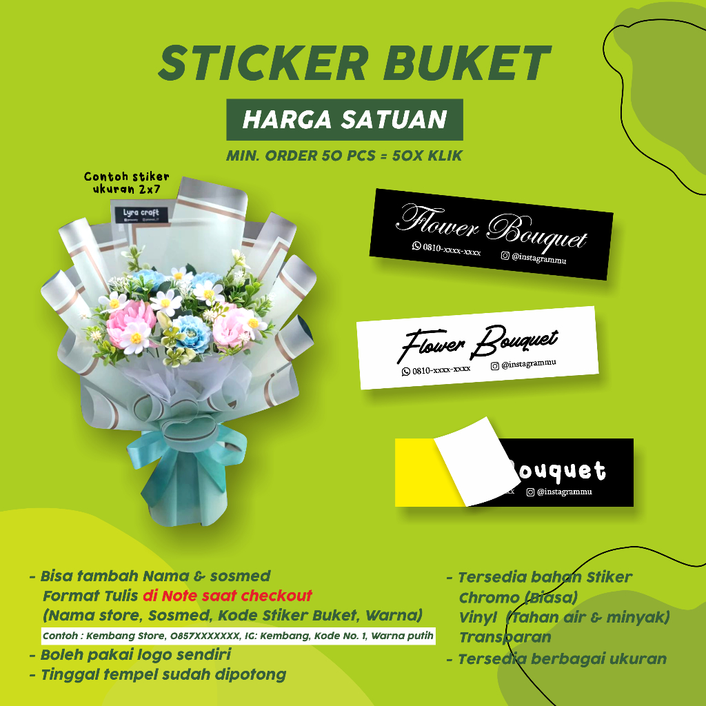 

(SATUAN) STIKER BUKET BUNGA BERBAGAI UKURAN