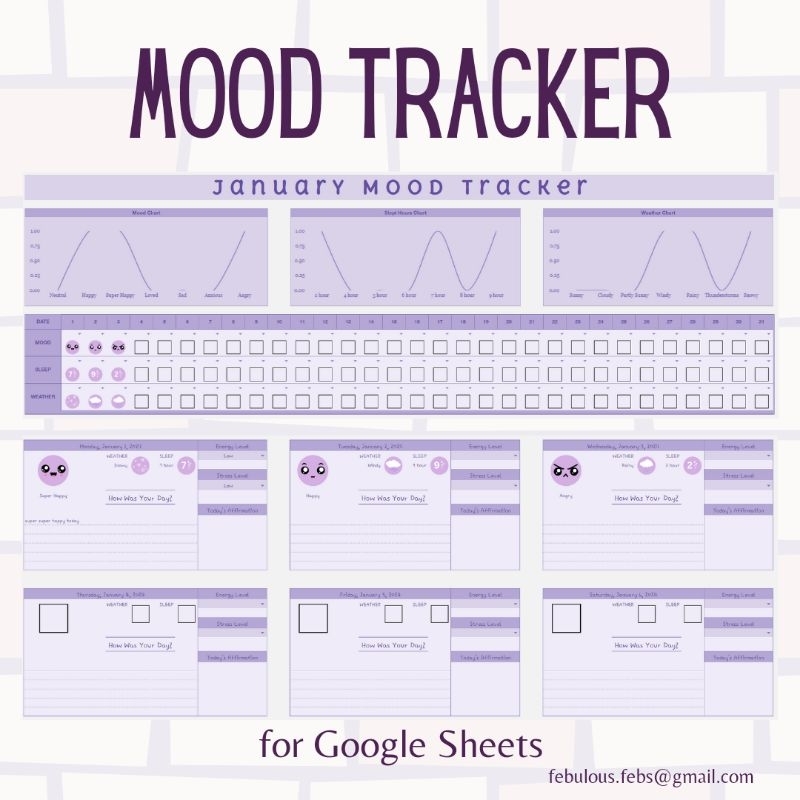 Mood Tracker Simple Series Google Sheet Template