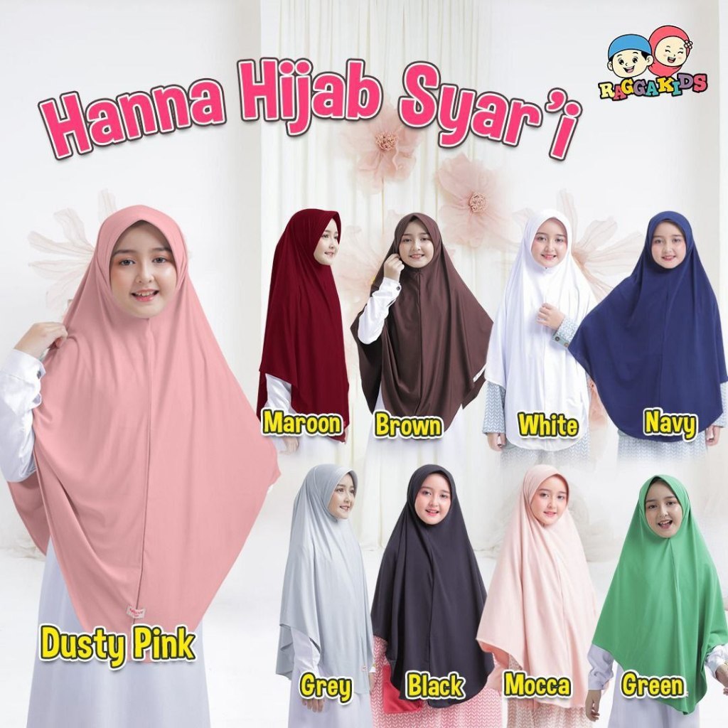 (10 tahun-remaja) Raggakids - Hanna Hijab Syar'i Anak Remaja | Jilbab Syari Harian