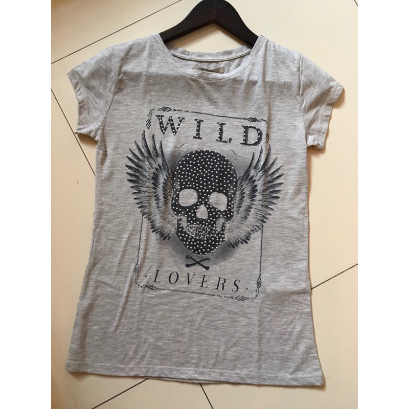 zara studded skull tee