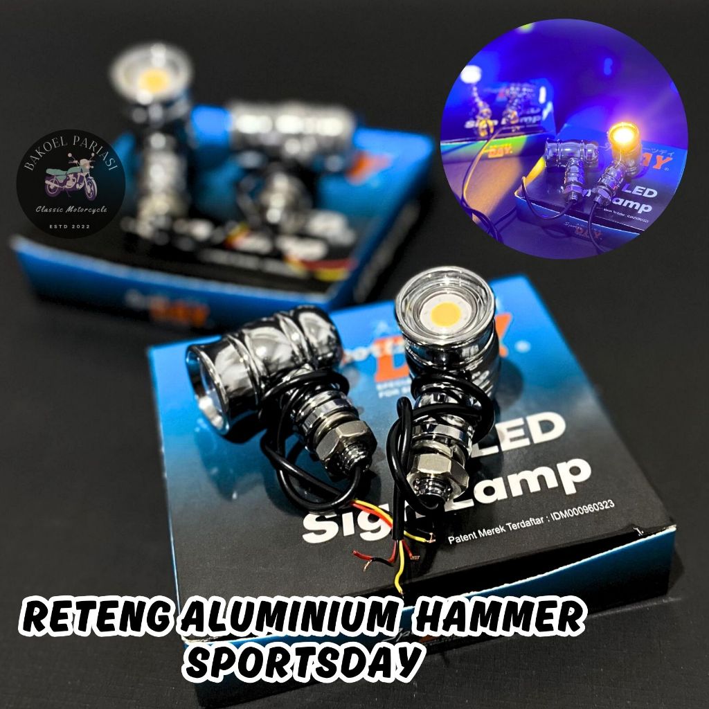 RETENG AKUMINIUM HAMMER SPORTSDAY LAMPU SEIN CB GL MP KUNING BIRU LAMPU SEN SET DEPAN BELAKANG IMPOR