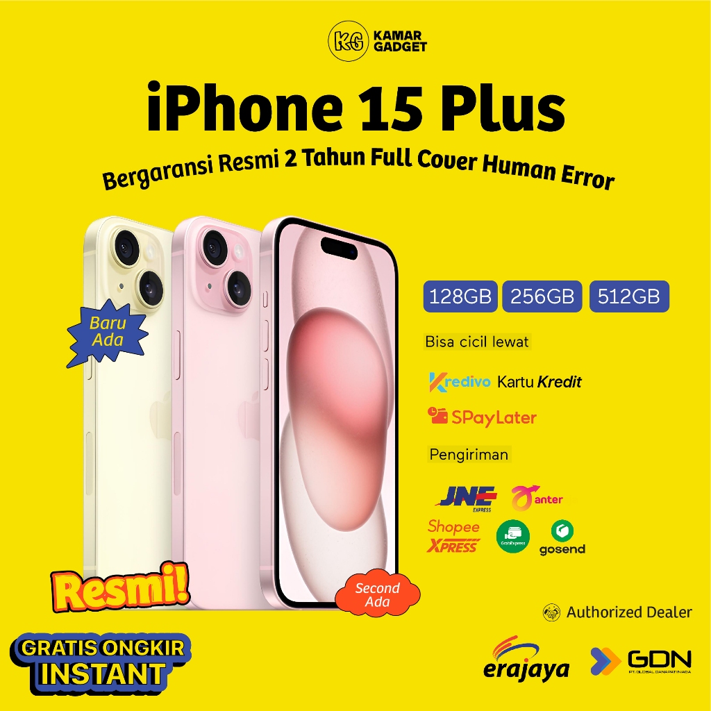 iPhone 15 Plus Second Seken iBox | New Baru Garansi Resmi 128GB 256GB 512GB Pink Green Blue Yellow B