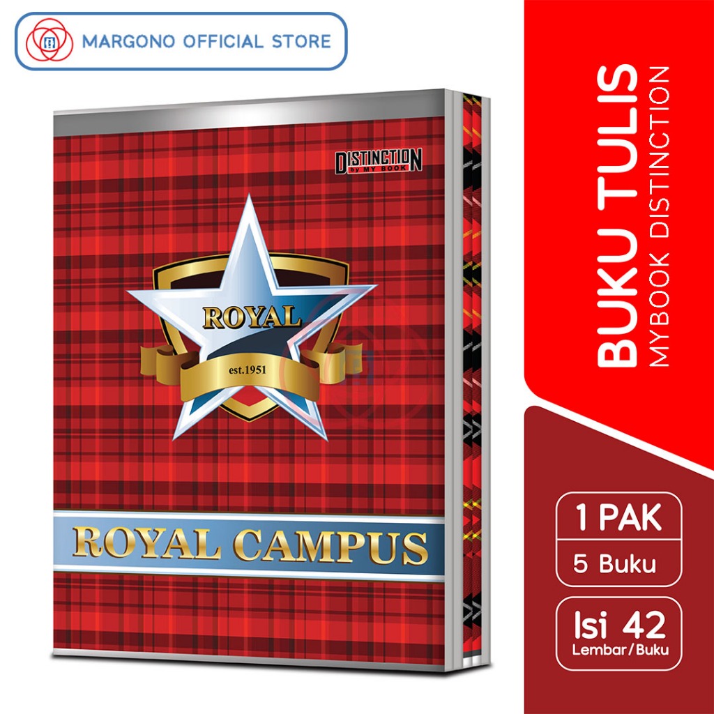 

My Book Distinction Buku Tulis Boxy / Panjang Royal Campus Blue Series 42 Lembar - 5 Buku