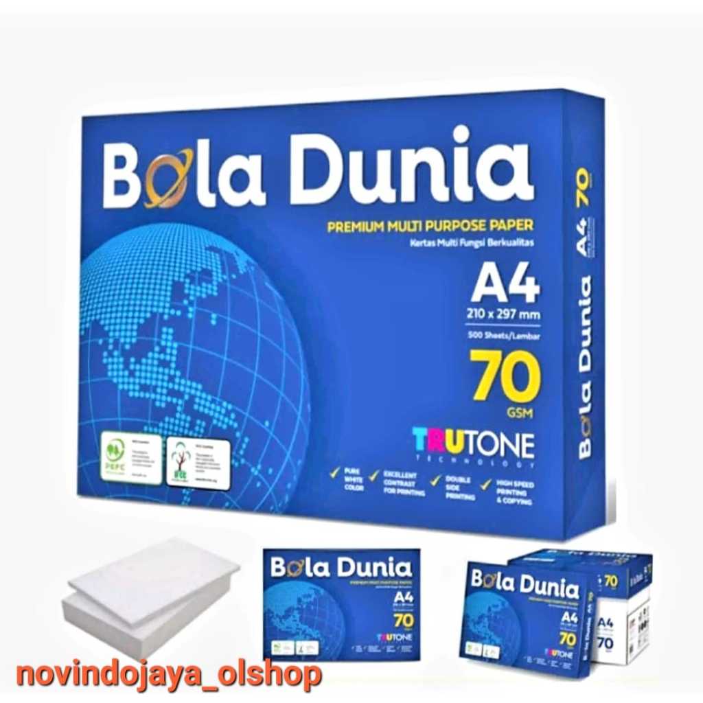

KERTAS HVS BOLA DUNIA A4 70GR TRUTONE TERLARIS