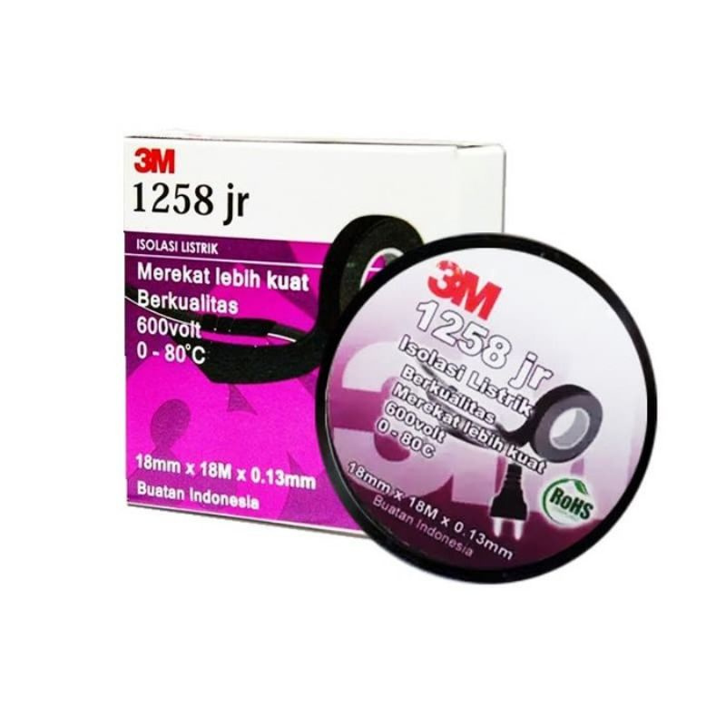Isolasi Listrik / Lakban Listrik Hitam 3M 1258jr