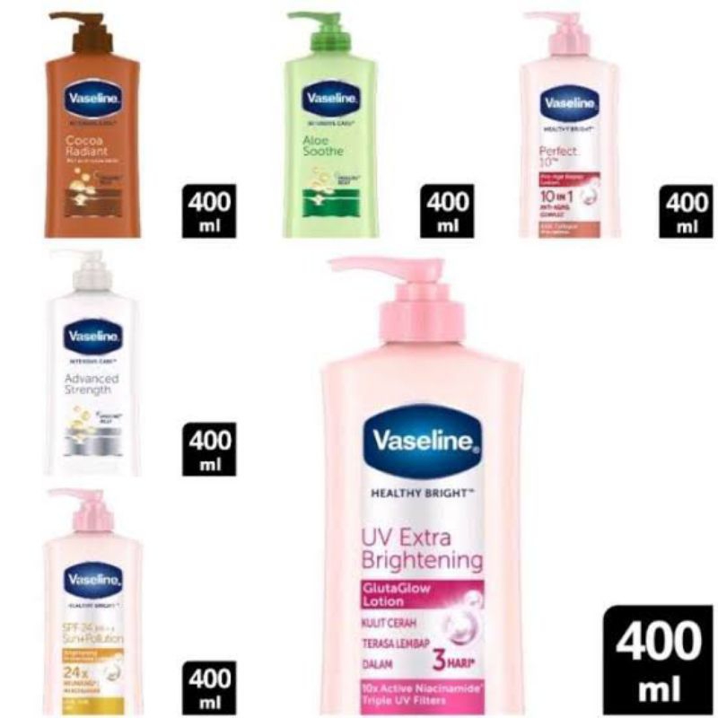 Vaseline body lotion 400 ml intensiv care / Vaseline 400 ml healthy bright / Vaseline 400ml aloe soo