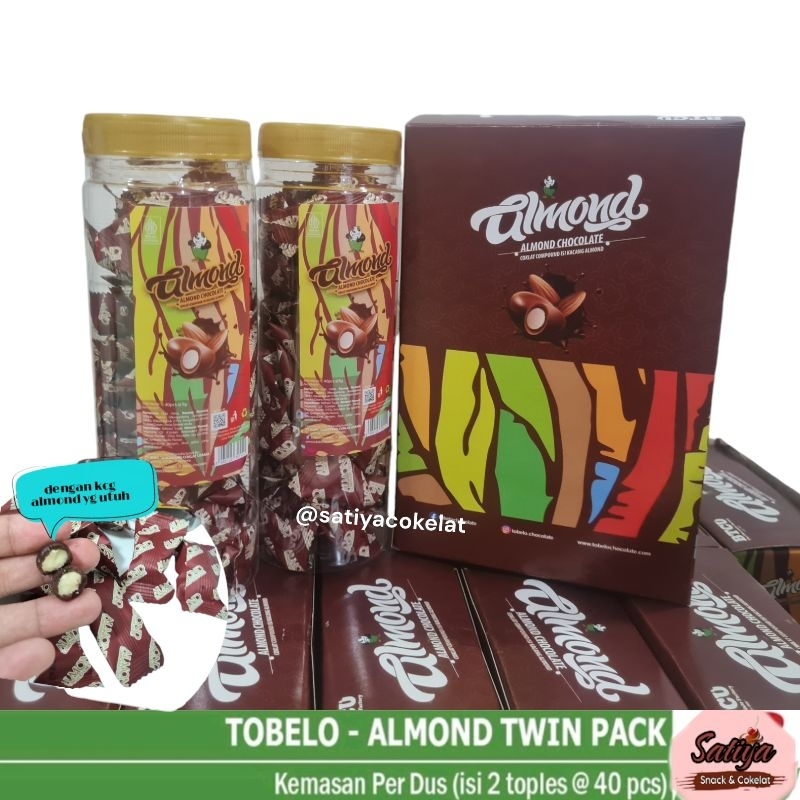 

Tobelo Almond Cokelat isi Kacang Almond utuh isi 2 toples