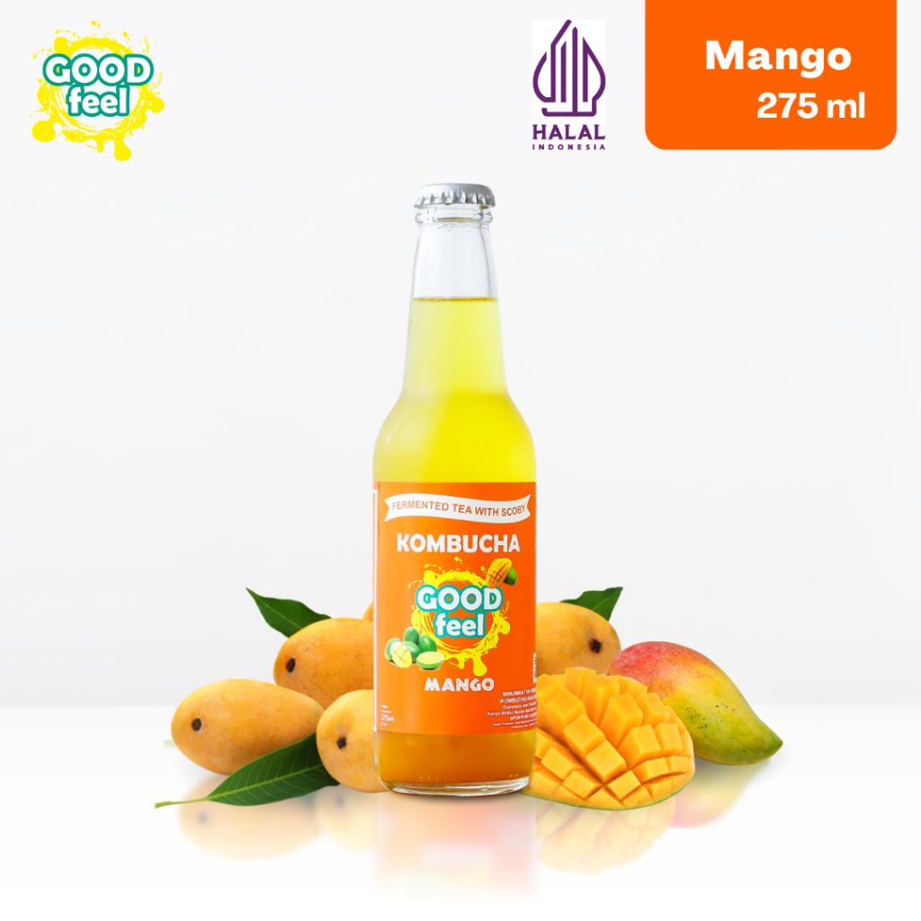 

Good Feel Kombucha Mango 275 ml Minuman Teh Sehat Probiotik Sari Buah Asli Fermentasi Scoby