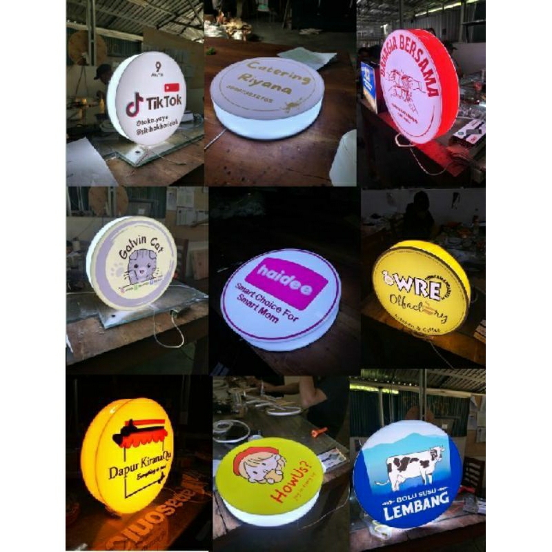 NEON BOX acrylic custom design nama logo lampu LED 2 sisi