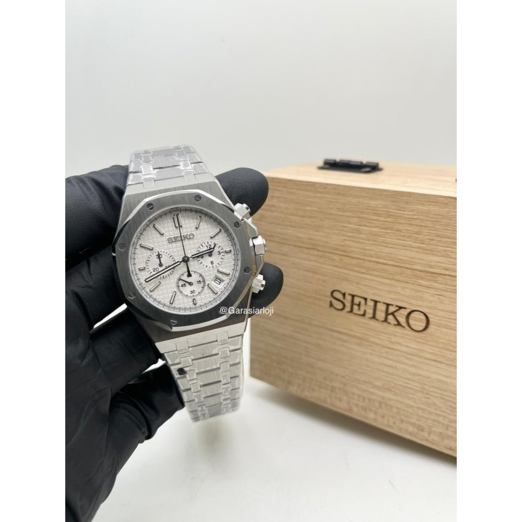 Seiko Mod Oak Chronograph White Face
