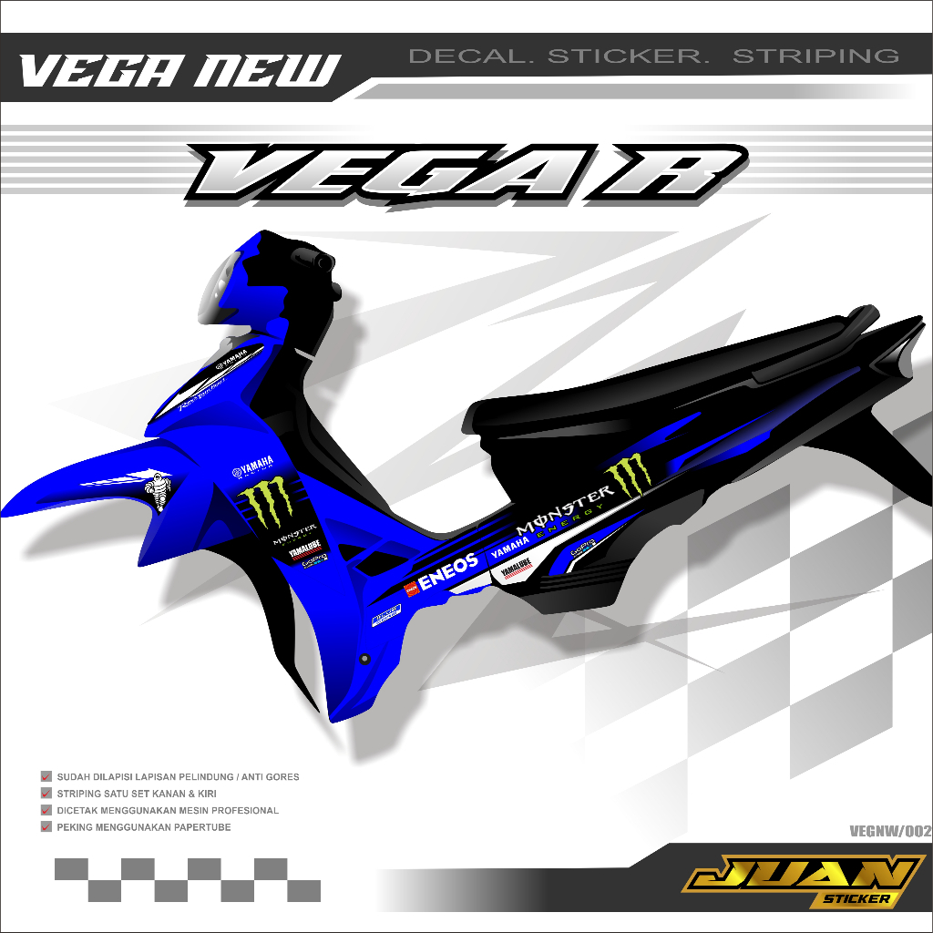 STRIPING STIKER MOTOR VEGA NEW STICKER VARIASI MOTOR YAMAHA VEGA R NEW DESAIN MONSTER