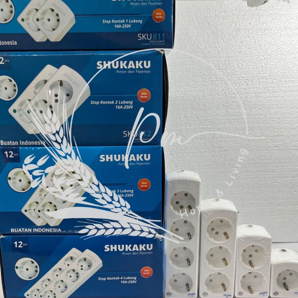 Stop Kontak Arde SHUKAKU SNI 1,2,3,4,5 Lubang / Terminal Kuningan / Colokan Listrik 10A-16A-250V