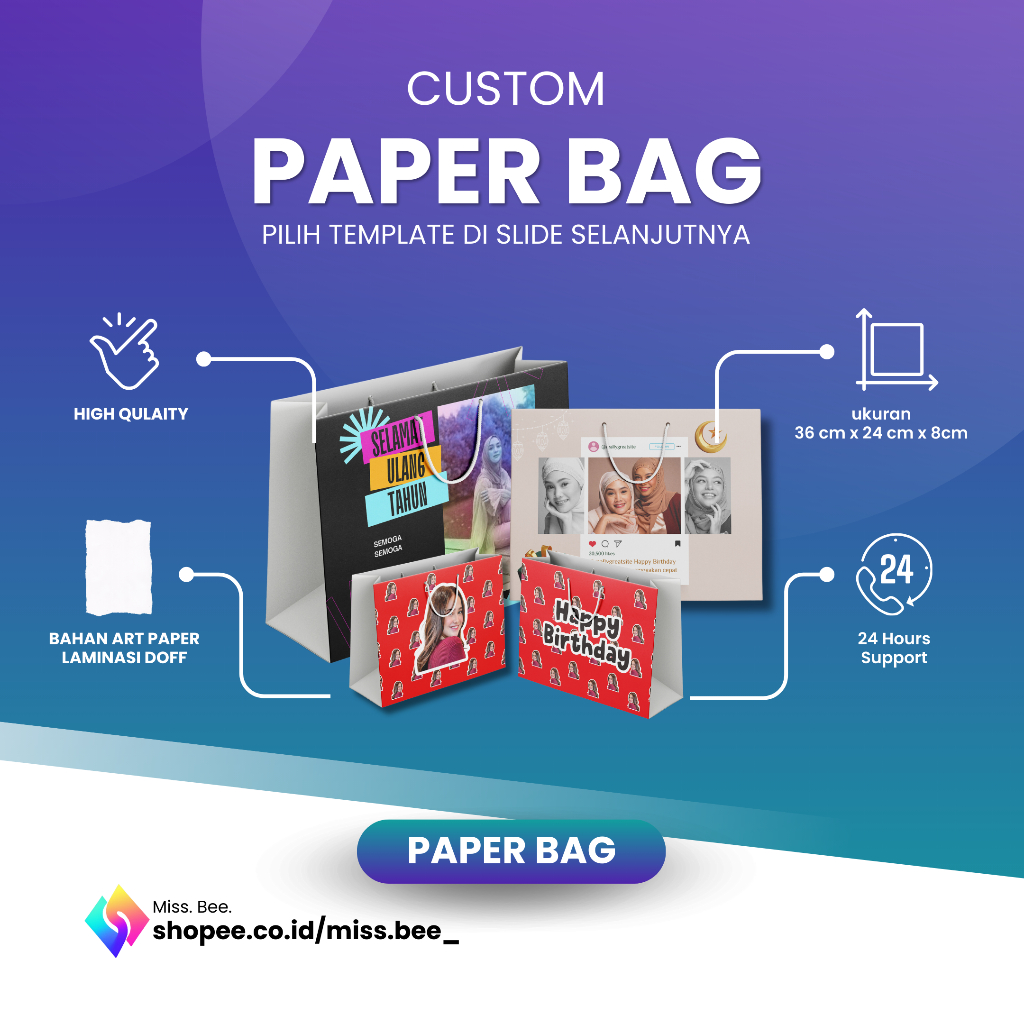 

MURAH KADO ULANG TAHUN PAPERBAG Custom Muka Foto Tulisan Sendiri Paperbag Special ulang tahun| free desain template