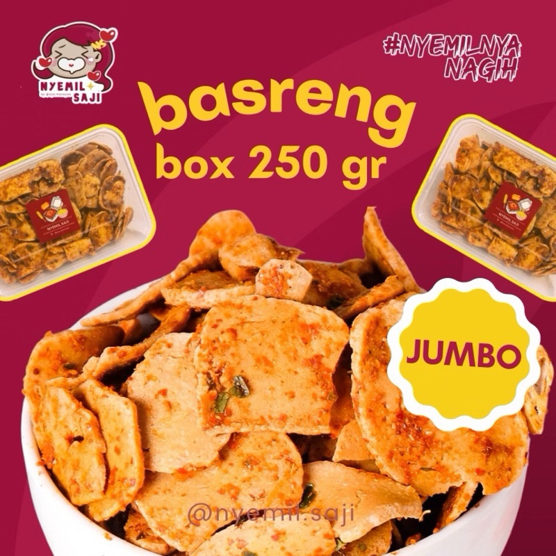 

Basreng Seperempat Kilo Nyemil Saji Rasa Original, Pedas Daun Jeruk, Balado Nyemil Saji