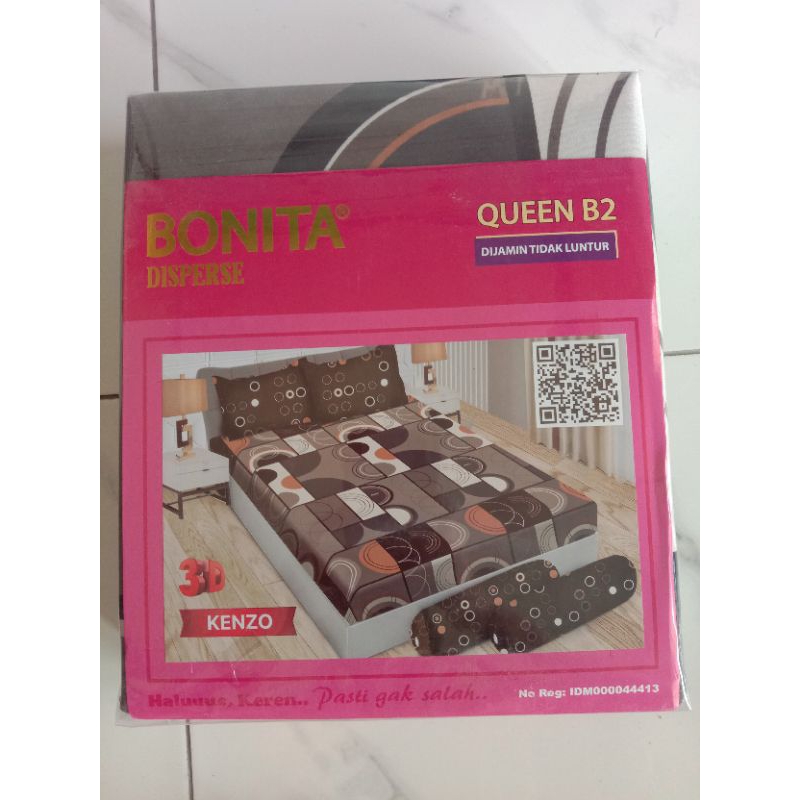 SPREI BONITA 3D QUEEN B2 UKURAN NO.2 160 x 200cm-2 SARUNG BANTAL DAN 2 SARUNG GULING