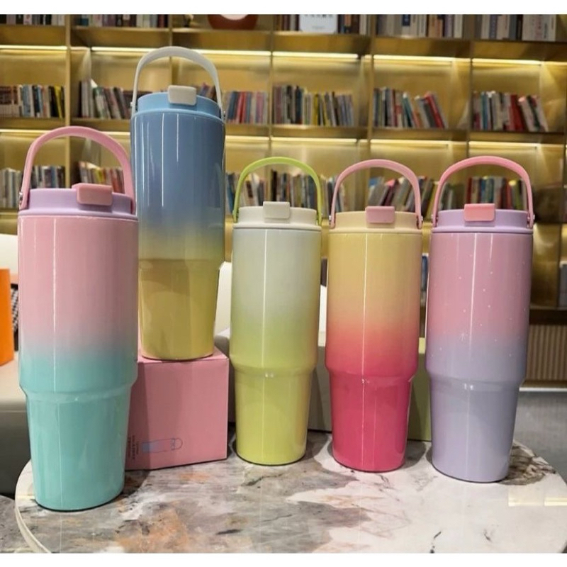 Tumbler Gradasi With Handle Tenteng Ukuran 900 ml Dengan 2 Cara Minum Aesthetic (miami) (mimcat)