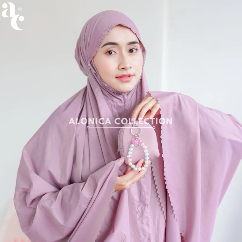 ALONICA - Mukena Traveling Mini Alonica Parasut Korea Premium Resleting Dagu Free Sajadah dan Tasbih