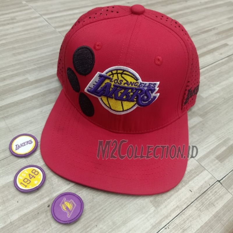 Topi Lakers red Topi snapback premium Import
