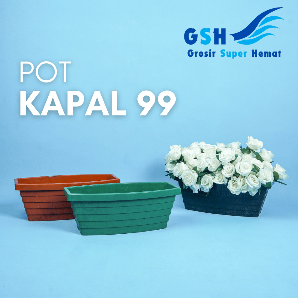 GSH - Pot Kapal Segi Panjang 99 (Isi 3-6-12 pcs) High Way Motif Kayu Ukuran Besar Jumbo Premium Temp