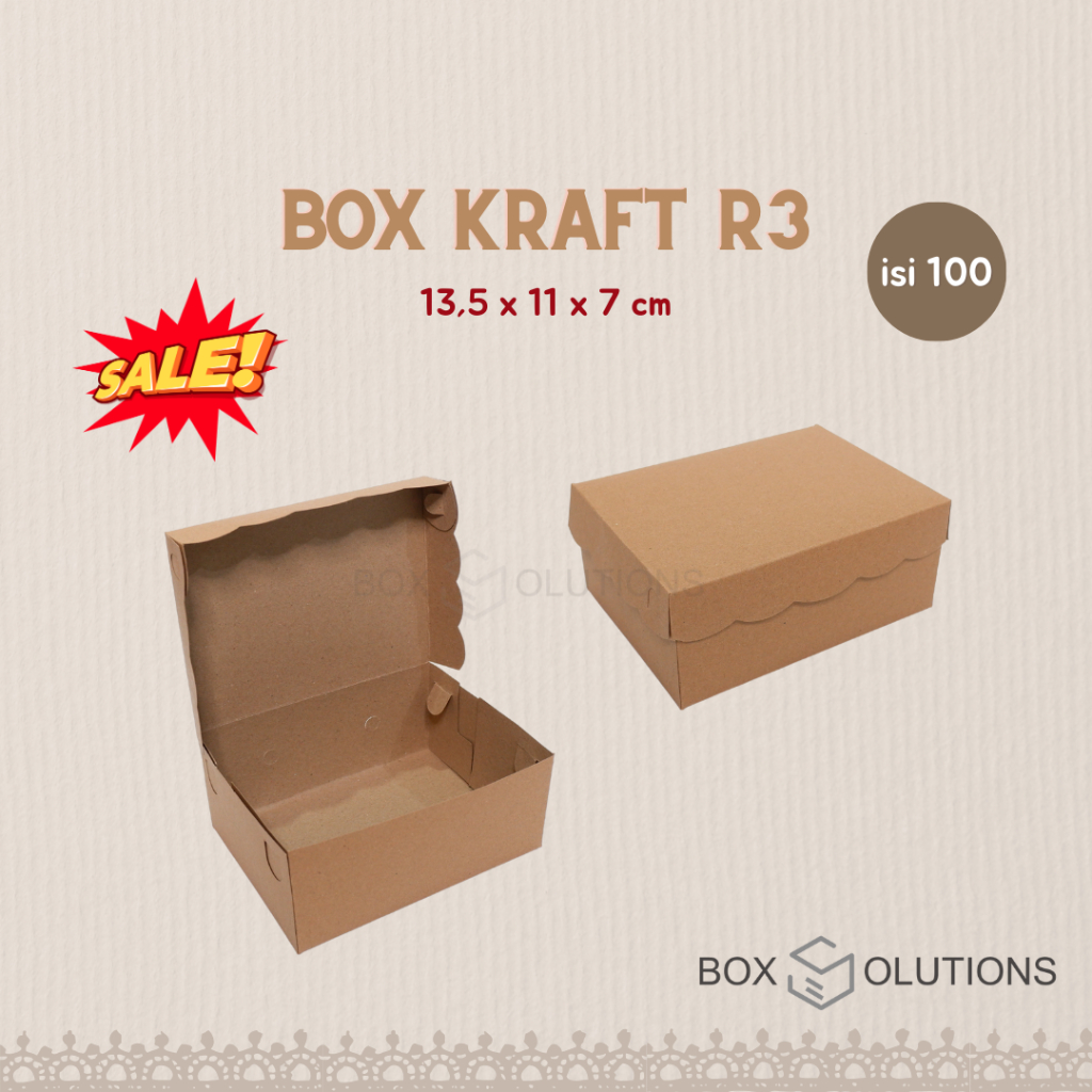 

[isi 100] Dus / box kue kraft renda coklat R3 - 13,5 x 11 x 7 cm