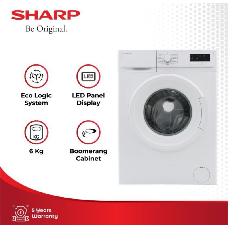 Front loading sharp esfl-1062b kapasitas 6kg