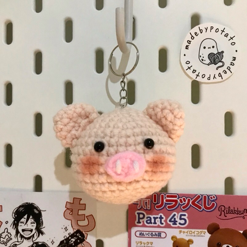 madebypotato Pig Keychain / Gantungan Kunci Babi Couple Crochet Rajut / Piggy Piglet Bag Charm Gantu