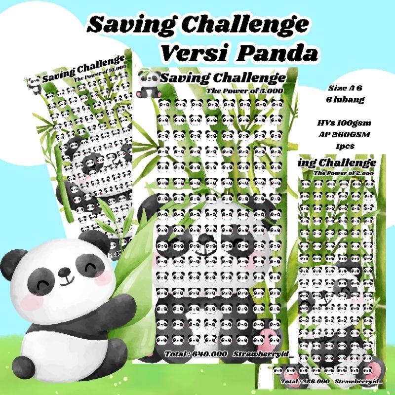 

♡ Strawberryid 026 ♡ 1 LEMNAR KERTAS MENABUNG SAVING CHALLENGE SINKING FUND VERSI PANDA ARTPAPER 260GSM PREMIUN HVS 100GSM PREMIUM ISI KERTAS BINDER