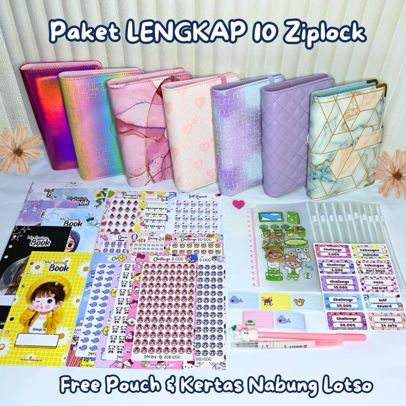 

Paket lengkap binder keuangan (10 ziplock) | binder sinking funds | binder nabung A6