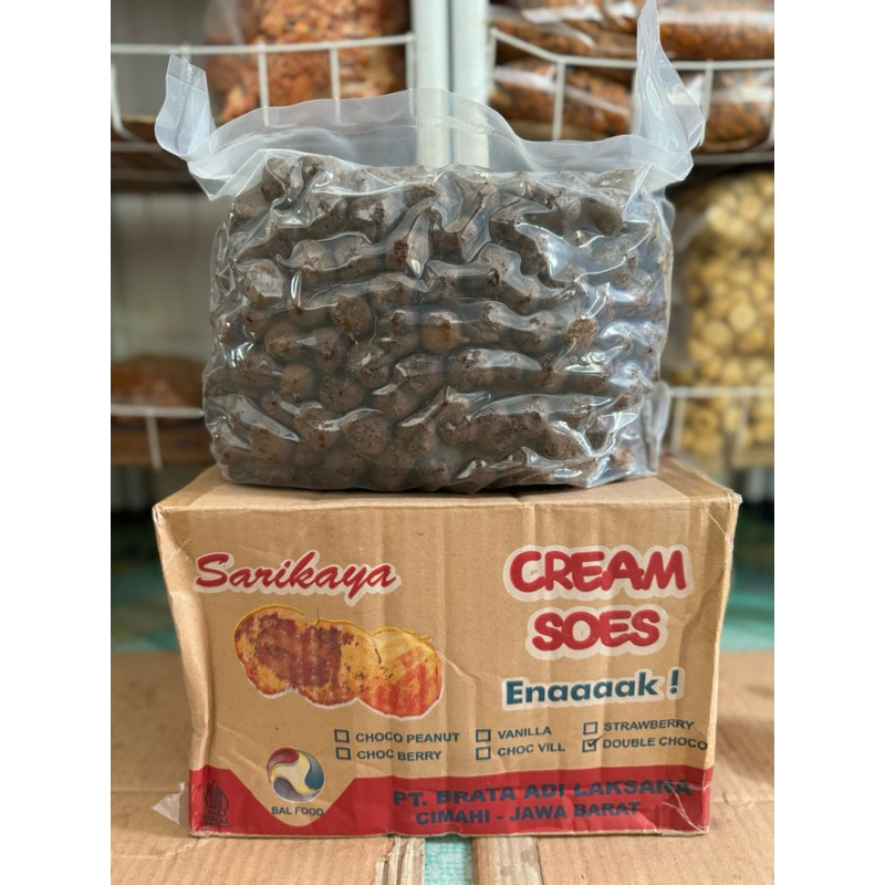 

Cream Soes Mini SARIKAYA 1KG | Soes Mini Coklat - Double Choco - Starwberry