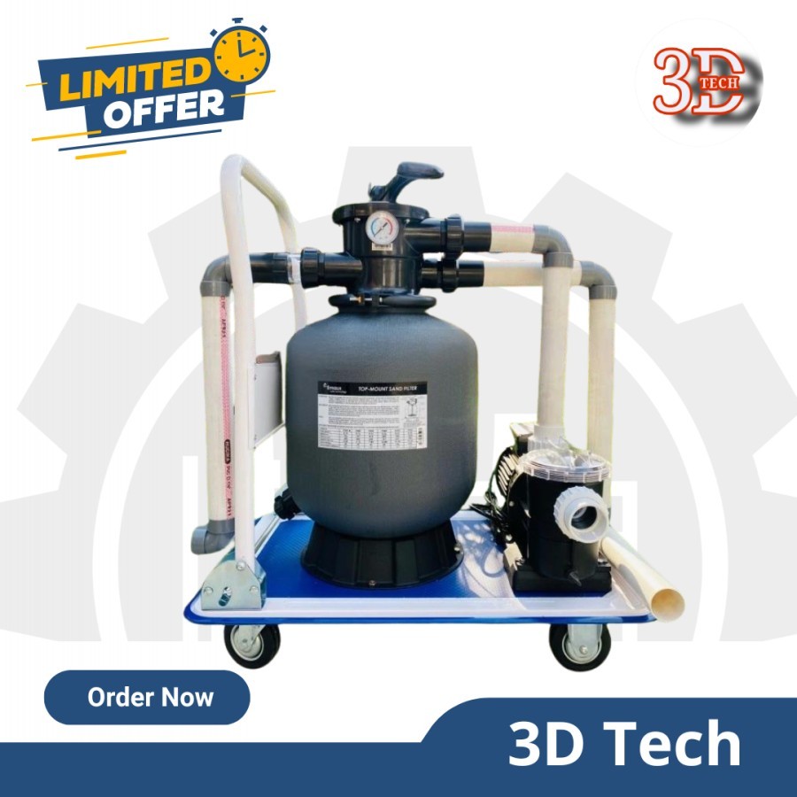 Paket Pompa Kolam Renang 1Hp Set Troli Mesin Vacuum Kolam Renang