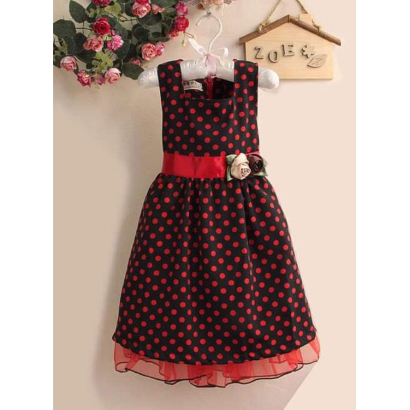Clouds Story - ZF007 - Liangnibeire Dress Hitam Polkadot Merah