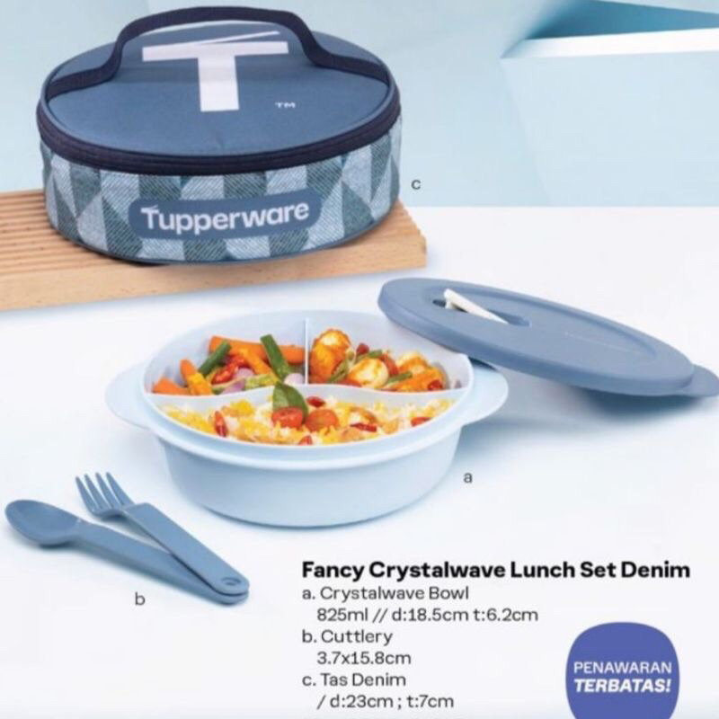 tupperware crystalwave lunch box set / tempat bekal makan free tas