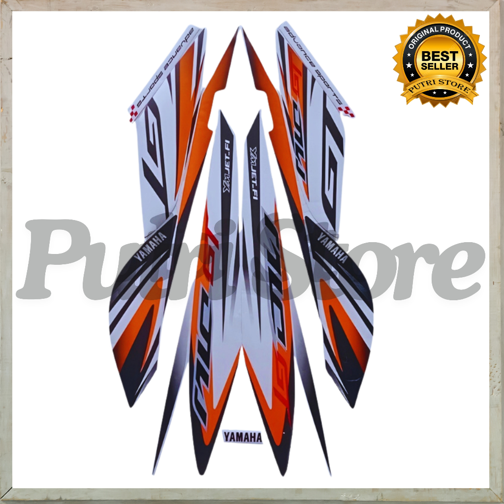 Stiker Striping Mio GT 2014 Orange Putih List Stiker Standar Mio GT 2014 Mio GT 2014