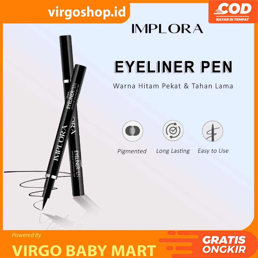 Implora Eyeliner Pen Warna Hitam Tahan Lama Waterproof