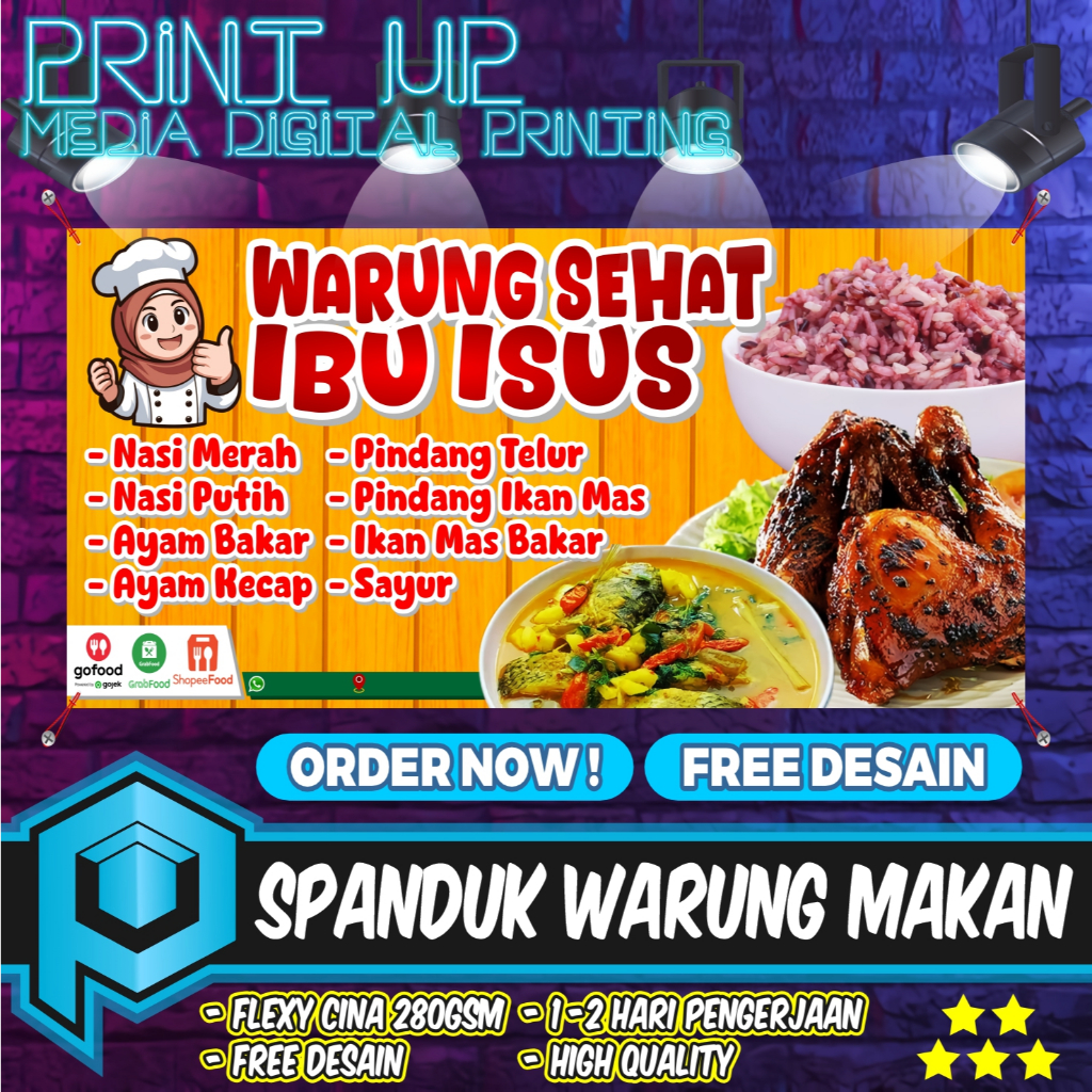 SPANDUK WARUNG NASI / SPANDUK WARTEG / SPANDUK WARUNG MAKAN UKURAN 3X1