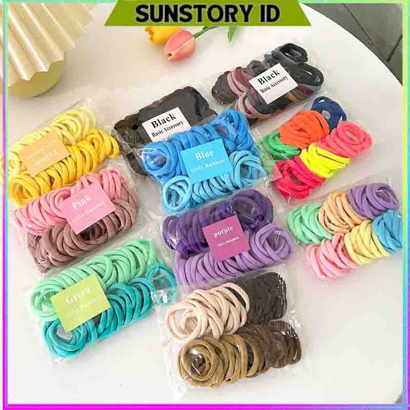 POUCH 50PCS - IKAT RAMBUT DONAT BESAR POLOS / IKAT RAMBUT KOREA / KARET RAMBUT ANAK / KUNCIRAN DONAT