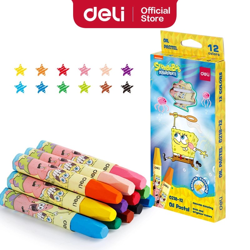 

Crayon Oil Pastel DELI C218 Spongebob Edition isi 12