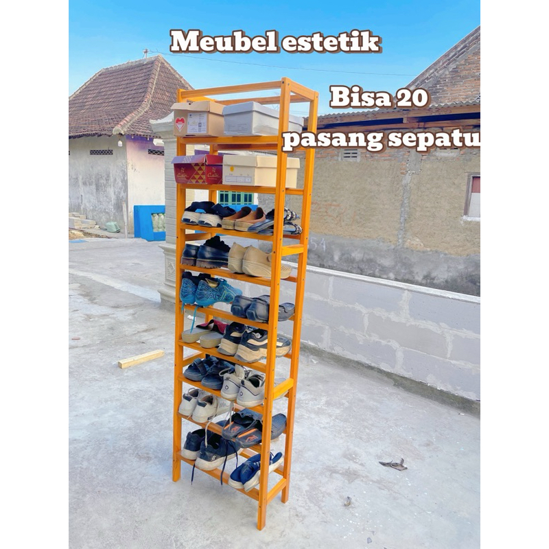 RAK SEPATU KAYU GANTUNGAN JILBAB muat banyak