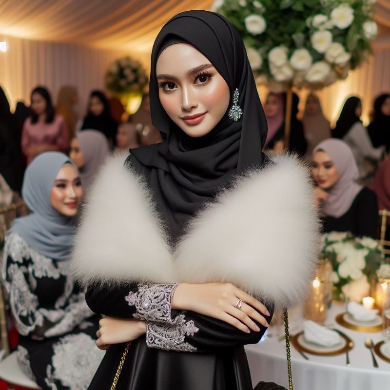 Syal Leher Wanita Musim Dingin Bulu Korea