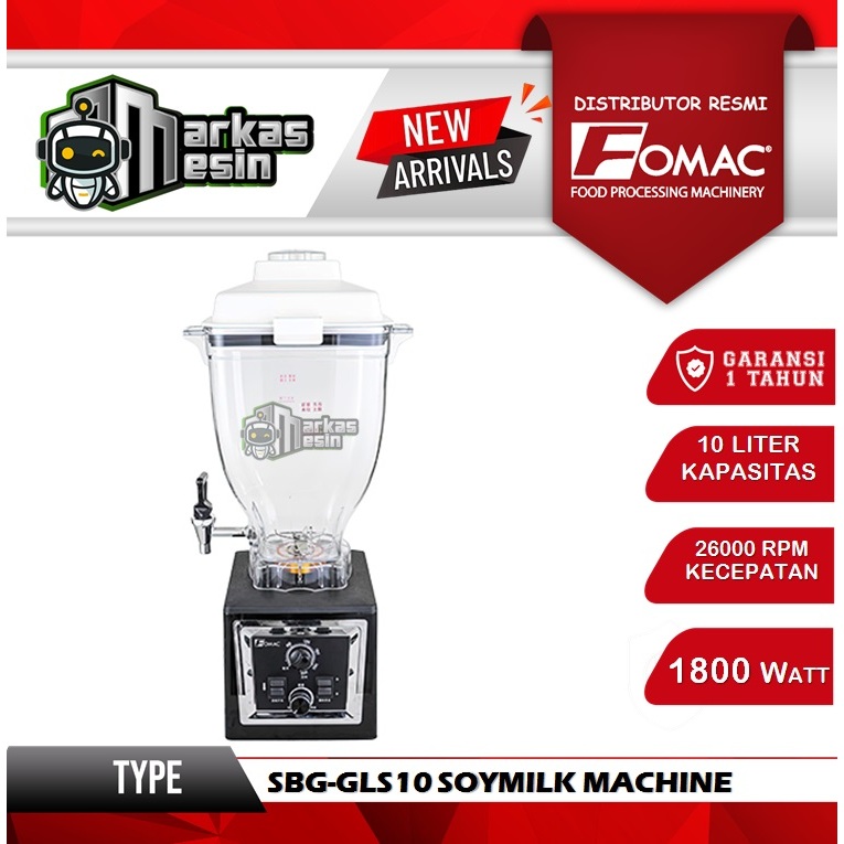 Soya Milk Grinder Machine Mesin Susu Kacang Kedelai SBG-GLS10 FOMAC