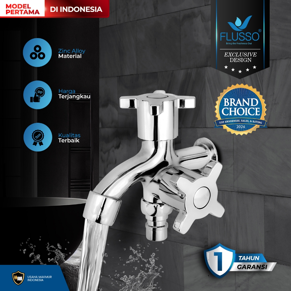 Flusso Kran Pb3 Kdb Zc-S Flusso Kran Tembok Double Baling Stainless Series Kran Shower 655
