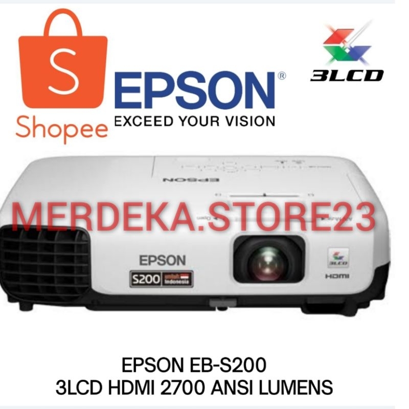 PROYEKTOR EPSON EB-S200 / EPSON EB S200 / EPSON EBS200 / 3LCD PROJECTOR 2700 ANSI LUMENS HDMI BRIGHT