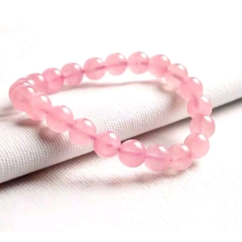 Gelang batu asli natural Rose Quartz